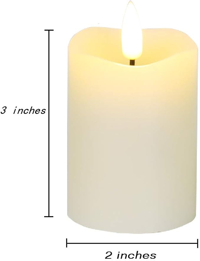 Timer Flameless Votive Candles 2 inch x 3 inch , Flickering Small LED Pillar Candles Batteries Included, Ivory Christmas Home Decor 6 Pack with 5 hours timer