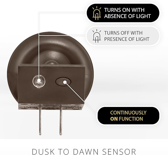 Nightlight Flameless Candle, Bronze, Electrical Outlet Plugs w/Dusk Dawn Sensor Auto Switch On/Off for Home Safety, Window Decorative