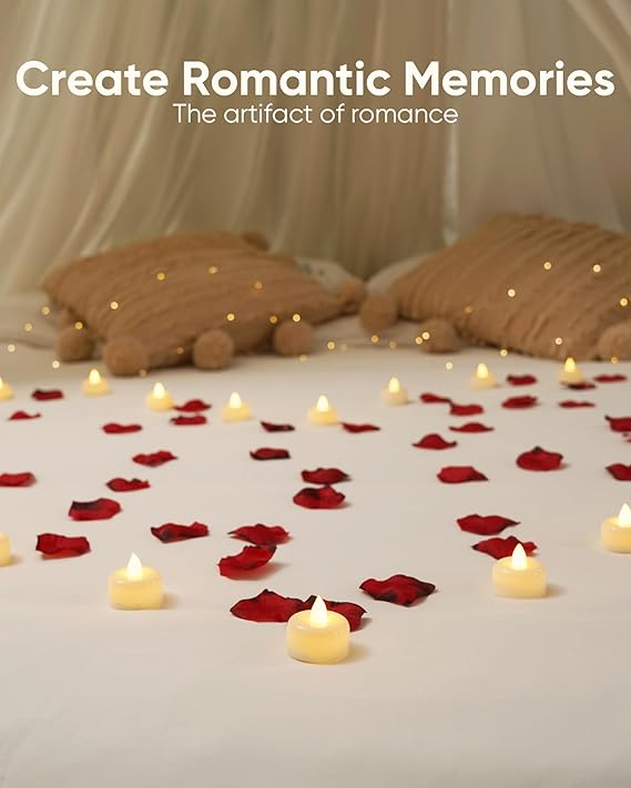 12 Pack Flameless LED Tea Lights Candles Battery Operated, Electric Fake Tealight Candles for Votive, Halloween, Christmas, Home Decor, Wedding, Table Decor (12Pack)