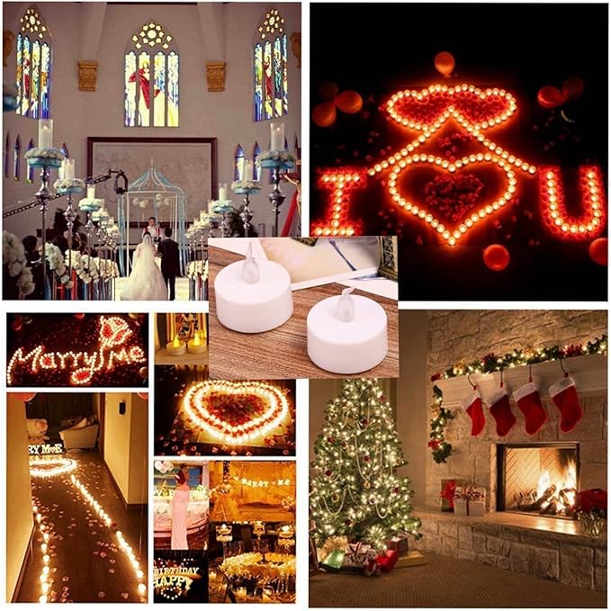 Battery Operated Tea Lights Candles: 24 Pack Realistic and Bright Flickering Holiday Gift Flameless Candles LED Electric Tea Candles for Seasonal & Festival Party Home Decoration (Warm White)
