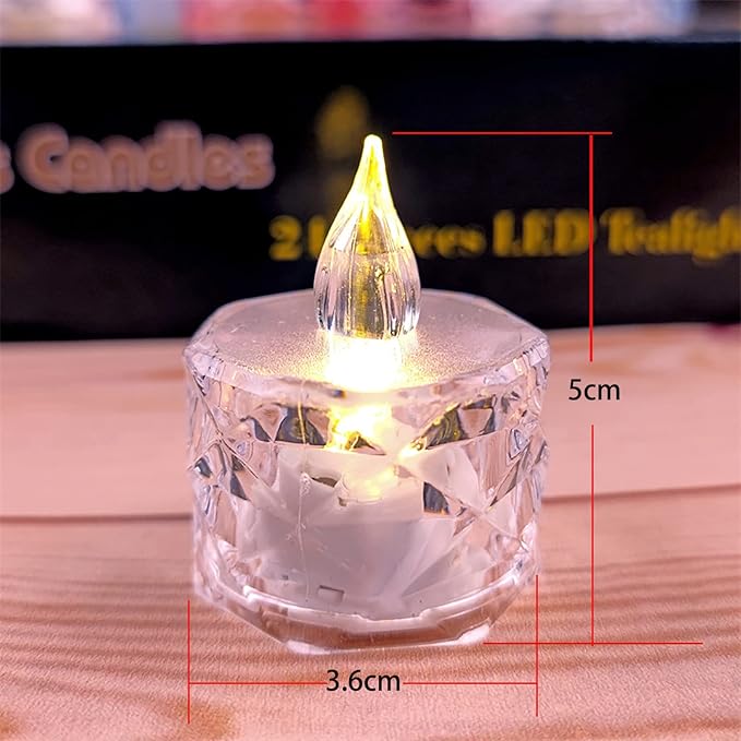 12pack LED Crystal Candle Light Table Centrepiece Flameless Candles Transparent Small Tea Wax Birthday Proposal Desktop Decoration Create Atmosphere Smokeless Candles Tea Lights
