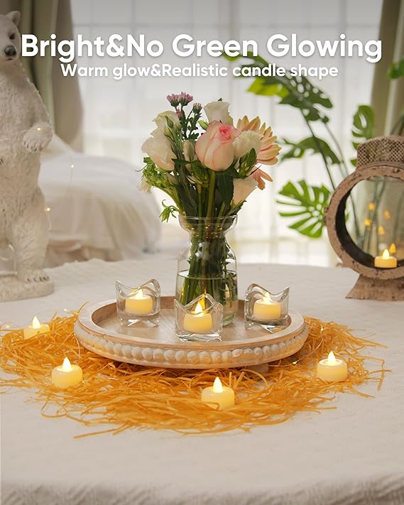 12 Pack Flameless LED Tea Lights Candles Battery Operated, Electric Fake Tealight Candles for Votive, Halloween, Christmas, Home Decor, Wedding, Table Decor (12Pack)