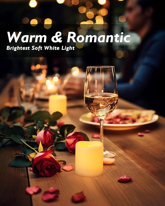 Flickering Flameless LED Tealight Candles, 12PCS Battery Operated, Realistic Electric for Easter, Wedding, Table