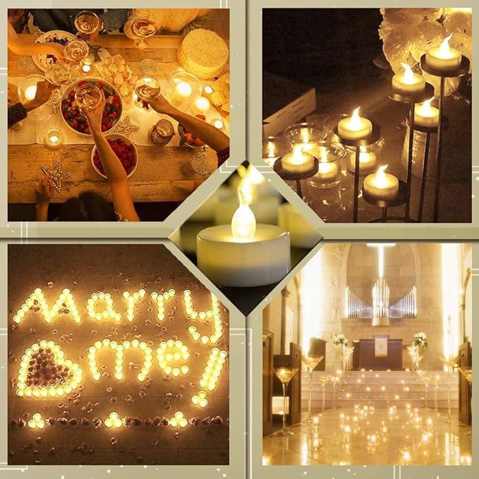 Tea Light, 100 Pack Flameless LED Tea Lights Candles Flickering Warm Yellow 200+ Hours Battery-Powered Tealight Candle. Ideal for Party, Wedding, Birthday, Gifts and Home Decoration (100 Pack)