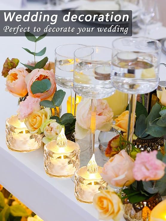 24pcs Flashing Battery Powered LED Votive Tea Candles, Realistic Electronic Fake Candles for Birthday Gifts for Women Mom Grandma Mother's Day Decoration