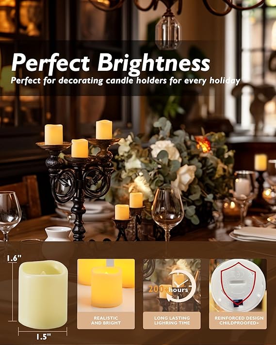 Flickering Flameless LED Tealight Candles, 12PCS Battery Operated, Realistic Electric for Easter, Wedding, Table