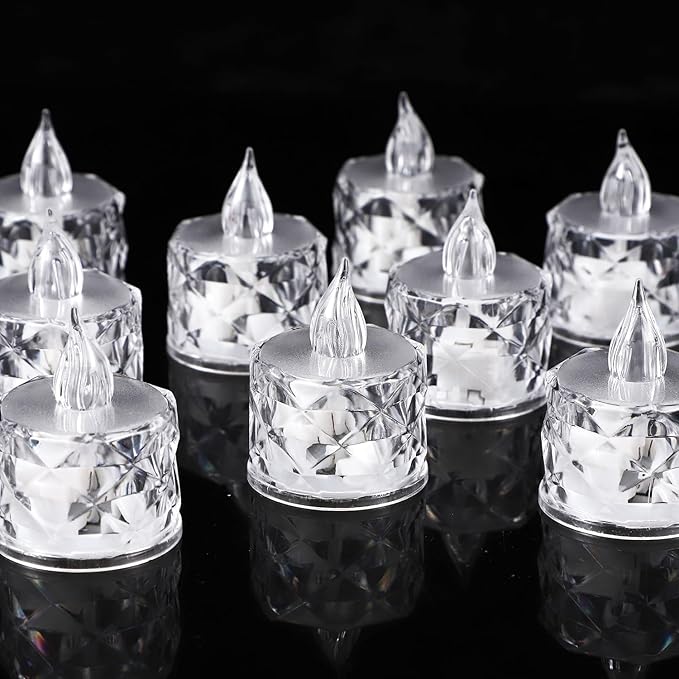 24pcs Flashing Battery Powered LED Votive Tea Candles, Realistic Electronic Fake Candles for Birthday Gifts for Women Mom Grandma Mother's Day Decoration