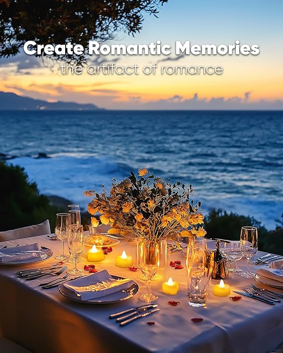 2000 Pieces Artificial Rose Petals with 24 Heart LED Tea Lights Candles Kit, Rose Petals and Candles Set for Proposal, Anniversary, Special Romantic Night, Wedding Table Decor, Birthday