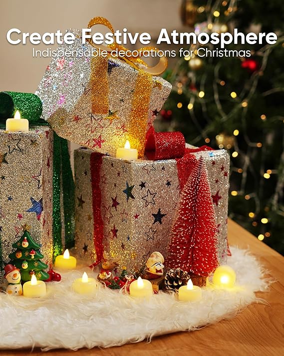 12 Pack Flameless LED Tea Lights Candles Battery Operated, Electric Fake Tealight Candles for Votive, Halloween, Christmas, Home Decor, Wedding, Table Decor (12Pack)