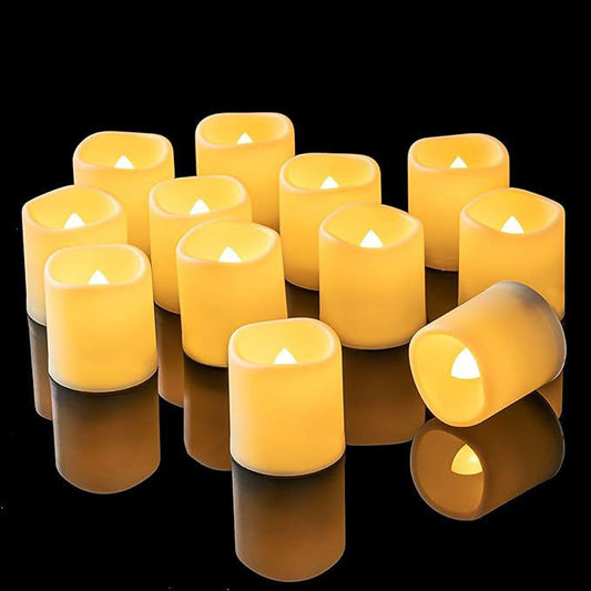 Flickering Flameless LED Tealight Candles, 12PCS Battery Operated, Realistic Electric for Easter, Wedding, Table