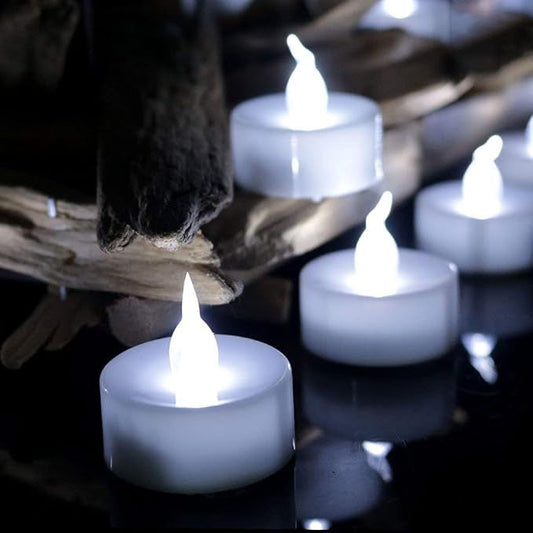 Led tealights,24 Pack Flameless Candles Lights Realistic Flickering Battery Operated Led Tea Lights Candles for Christmas,Wedding, Birthday, Halloween Gifts Home Decoration in Cool White